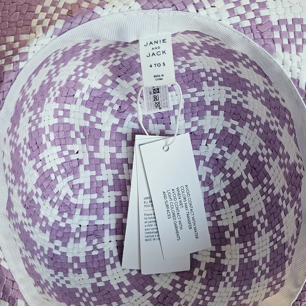 Janie and Jack Pink and White Kids Hat 4/5‎ y/o